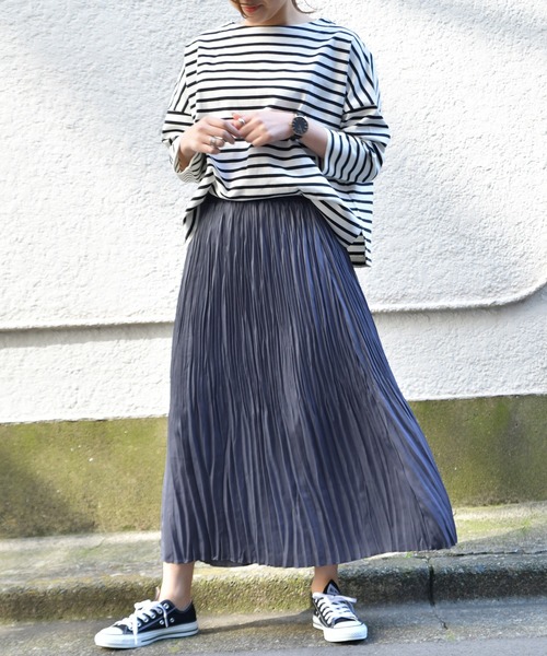 Ambre Neige（アンブルネージュ）の「ボーダーカットソー／ボーダートップス／カットソー／【WEB/EC限定商品】（Tシャツ/カットソー・レディース・ブラック/ネイビー/オフホワイト・FREE）」の9枚目の写真