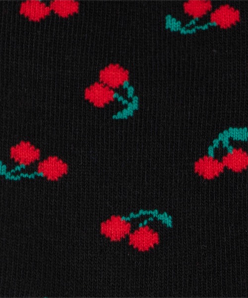 WEGO（ウィゴー）の「WEGO/チェリー総柄フリルソックス（ソックス/靴下・レディース・ブラック/ホワイト・FREE）」の4枚目の写真