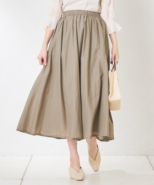 natural couture（ナチュラルクチュール）の「綿キャンブリックスカート（スカート・レディース・ベージュ/カーキ/ブルー/ラベンダー/スミクロ/ライトベージュ・FREE）」の5枚目の写真