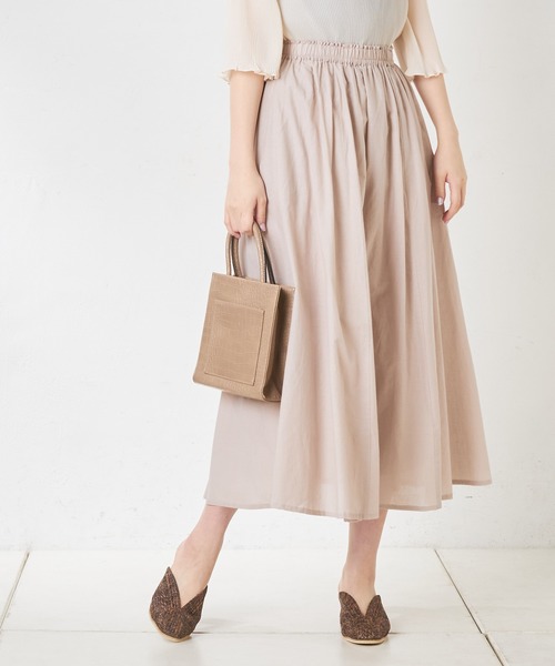 natural couture（ナチュラルクチュール）の「綿キャンブリックスカート（スカート・レディース・ベージュ/カーキ/ブルー/ラベンダー/スミクロ/ライトベージュ・FREE）」の4枚目の写真