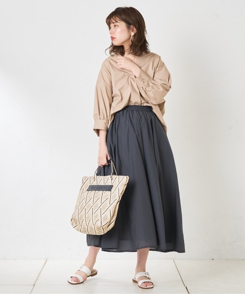 natural couture（ナチュラルクチュール）の「綿キャンブリックスカート（スカート・レディース・ベージュ/カーキ/ブルー/ラベンダー/スミクロ/ライトベージュ・FREE）」の8枚目の写真