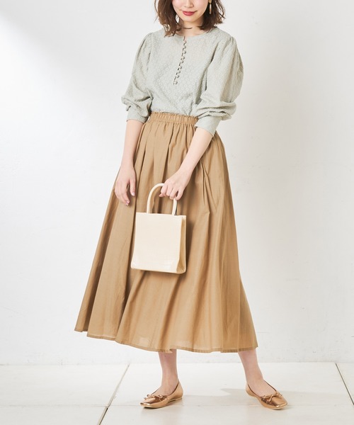 natural couture（ナチュラルクチュール）の「綿キャンブリックスカート（スカート・レディース・ベージュ/カーキ/ブルー/ラベンダー/スミクロ/ライトベージュ・FREE）」の10枚目の写真