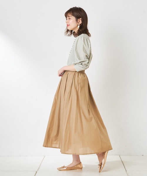 natural couture（ナチュラルクチュール）の「綿キャンブリックスカート（スカート・レディース・ベージュ/カーキ/ブルー/ラベンダー/スミクロ/ライトベージュ・FREE）」の11枚目の写真