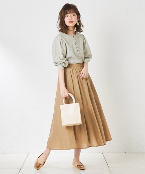 natural couture（ナチュラルクチュール）の「綿キャンブリックスカート（スカート・レディース・ベージュ/カーキ/ブルー/ラベンダー/スミクロ/ライトベージュ・FREE）」の12枚目の写真