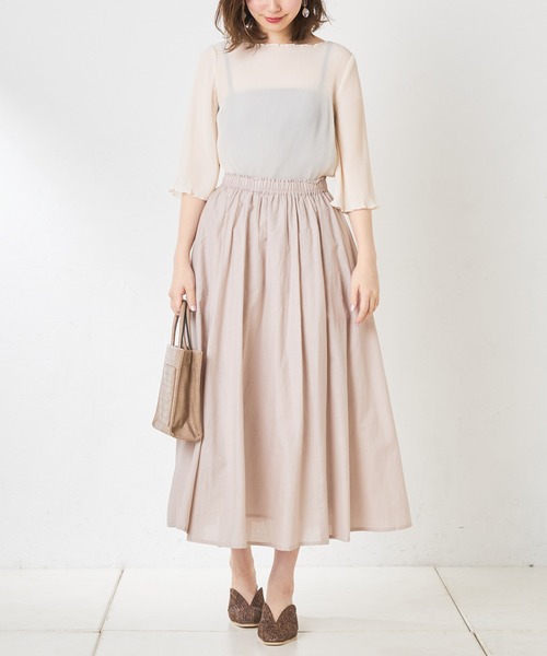 natural couture（ナチュラルクチュール）の「綿キャンブリックスカート（スカート・レディース・ベージュ/カーキ/ブルー/ラベンダー/スミクロ/ライトベージュ・FREE）」の13枚目の写真