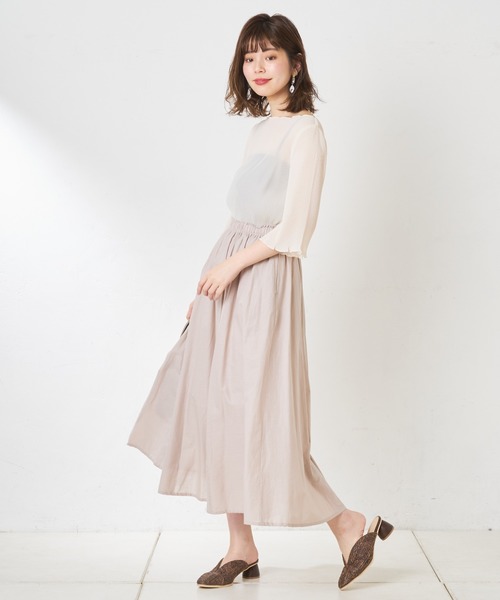 natural couture（ナチュラルクチュール）の「綿キャンブリックスカート（スカート・レディース・ベージュ/カーキ/ブルー/ラベンダー/スミクロ/ライトベージュ・FREE）」の14枚目の写真