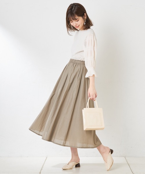 natural couture（ナチュラルクチュール）の「綿キャンブリックスカート（スカート・レディース・ベージュ/カーキ/ブルー/ラベンダー/スミクロ/ライトベージュ・FREE）」の17枚目の写真