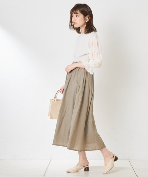 natural couture（ナチュラルクチュール）の「綿キャンブリックスカート（スカート・レディース・ベージュ/カーキ/ブルー/ラベンダー/スミクロ/ライトベージュ・FREE）」の18枚目の写真