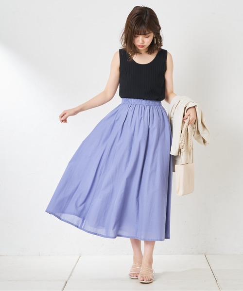 natural couture（ナチュラルクチュール）の「綿キャンブリックスカート（スカート・レディース・ベージュ/カーキ/ブルー/ラベンダー/スミクロ/ライトベージュ・FREE）」の21枚目の写真