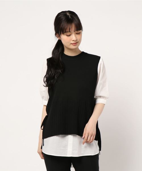 rps（アールピーエス）の「レイヤード風パフスリーブニットプルオーバー（その他トップス・レディース・ベージュ/ブラック/ネイビー・M）」の12枚目の写真