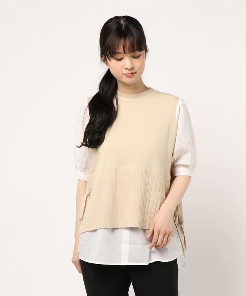 rps（アールピーエス）の「レイヤード風パフスリーブニットプルオーバー（その他トップス・レディース・ベージュ/ブラック/ネイビー・M）」の9枚目の写真