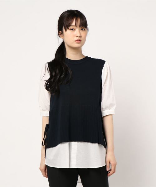 rps（アールピーエス）の「レイヤード風パフスリーブニットプルオーバー（その他トップス・レディース・ベージュ/ブラック/ネイビー・M）」の6枚目の写真