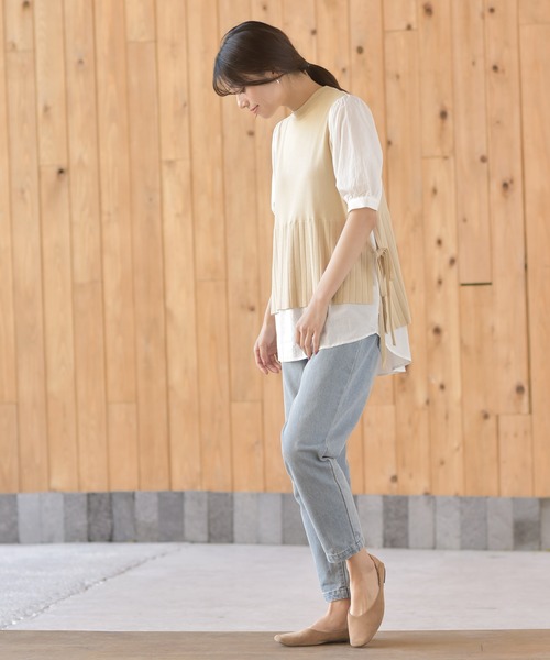 rps（アールピーエス）の「レイヤード風パフスリーブニットプルオーバー（その他トップス・レディース・ベージュ/ブラック/ネイビー・M）」の5枚目の写真