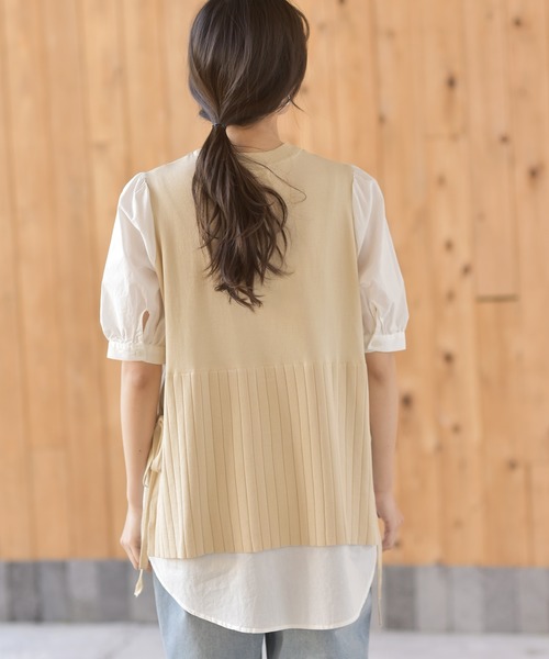 rps（アールピーエス）の「レイヤード風パフスリーブニットプルオーバー（その他トップス・レディース・ベージュ/ブラック/ネイビー・M）」の10枚目の写真