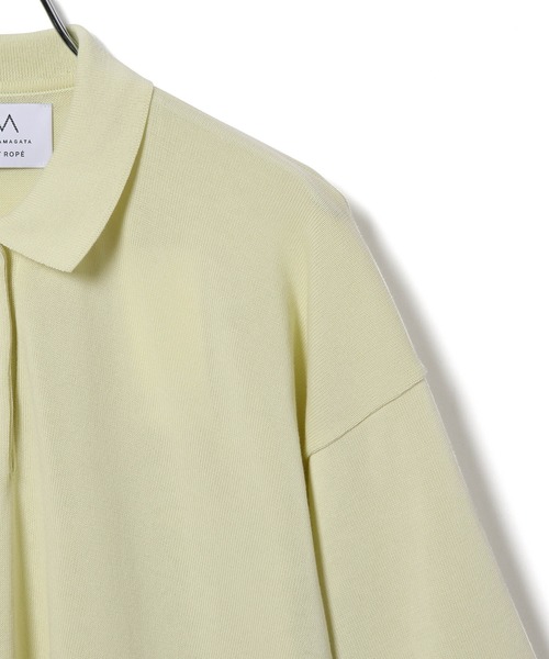 ADAM ET ROPE'（アダムエロペ）の「山形コットンニットポロ（ポロシャツ・レディース・ダークブラウン/ライトグリーン・FREE）」の10枚目の写真
