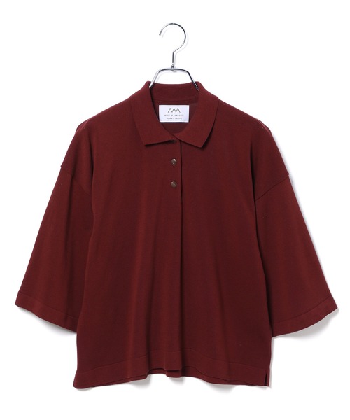 ADAM ET ROPE'（アダムエロペ）の「山形コットンニットポロ（ポロシャツ・レディース・ダークブラウン/ライトグリーン・FREE）」の6枚目の写真