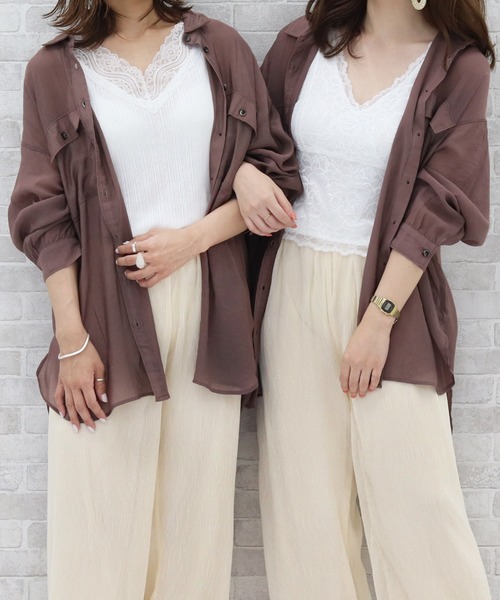 PairPair（ペアペア）の「シアービッグシャツ（シャツ/ブラウス・レディース・ミント/ブルーグレー/モカ/アイボリー・FREE）」の3枚目の写真