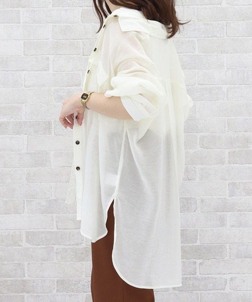 PairPair（ペアペア）の「シアービッグシャツ（シャツ/ブラウス・レディース・ミント/ブルーグレー/モカ/アイボリー・FREE）」の8枚目の写真