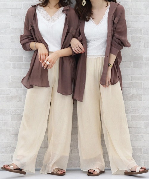 PairPair（ペアペア）の「シアービッグシャツ（シャツ/ブラウス・レディース・ミント/ブルーグレー/モカ/アイボリー・FREE）」の10枚目の写真