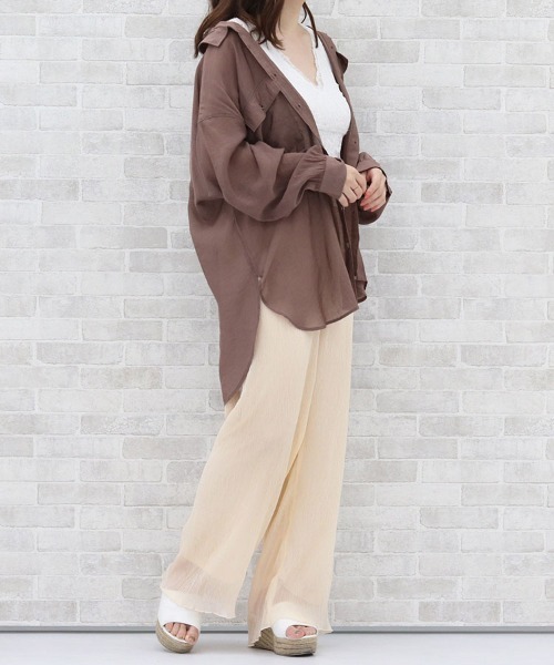 PairPair（ペアペア）の「シアービッグシャツ（シャツ/ブラウス・レディース・ミント/ブルーグレー/モカ/アイボリー・FREE）」の11枚目の写真