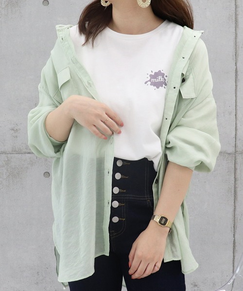 PairPair（ペアペア）の「シアービッグシャツ（シャツ/ブラウス・レディース・ミント/ブルーグレー/モカ/アイボリー・FREE）」の17枚目の写真