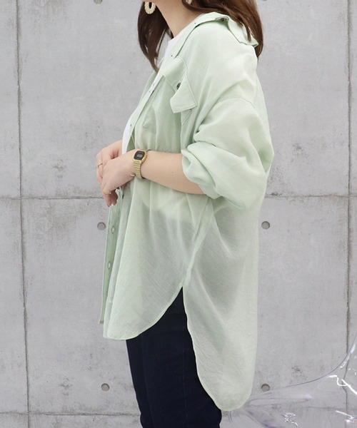 PairPair（ペアペア）の「シアービッグシャツ（シャツ/ブラウス・レディース・ミント/ブルーグレー/モカ/アイボリー・FREE）」の18枚目の写真