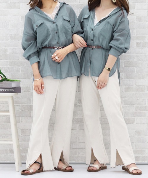 PairPair（ペアペア）の「シアービッグシャツ（シャツ/ブラウス・レディース・ミント/ブルーグレー/モカ/アイボリー・FREE）」の20枚目の写真