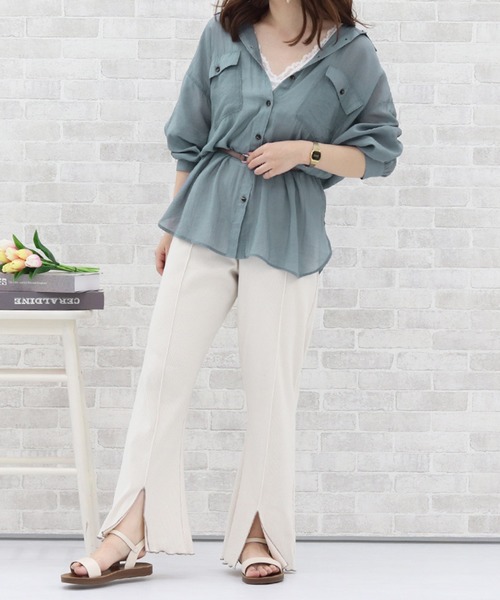 PairPair（ペアペア）の「シアービッグシャツ（シャツ/ブラウス・レディース・ミント/ブルーグレー/モカ/アイボリー・FREE）」の21枚目の写真