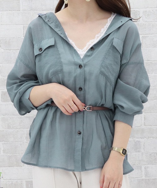 PairPair（ペアペア）の「シアービッグシャツ（シャツ/ブラウス・レディース・ミント/ブルーグレー/モカ/アイボリー・FREE）」の22枚目の写真