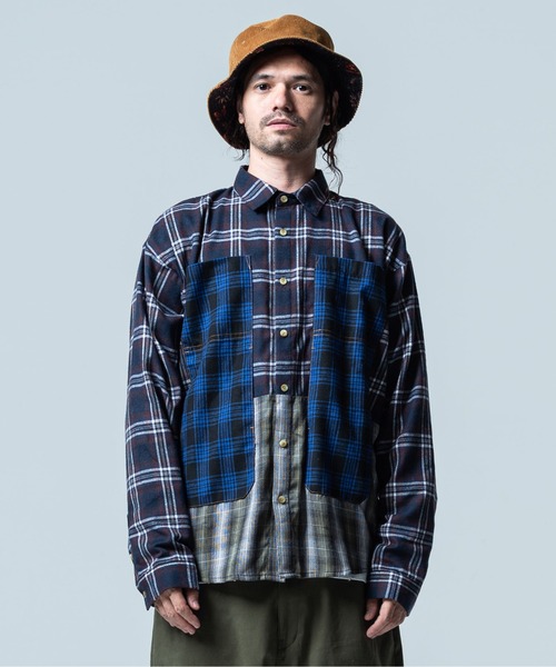 glamb(グラム)の「Multi check shirt / マルチチェックシャツ(シャツ/ブラウス・メンズ・レッド/ブルー・S/M/L)」の2枚目の写真