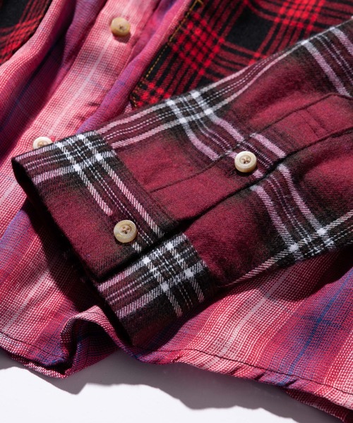 glamb(グラム)の「Multi check shirt / マルチチェックシャツ(シャツ/ブラウス・メンズ・レッド/ブルー・S/M/L)」の5枚目の写真