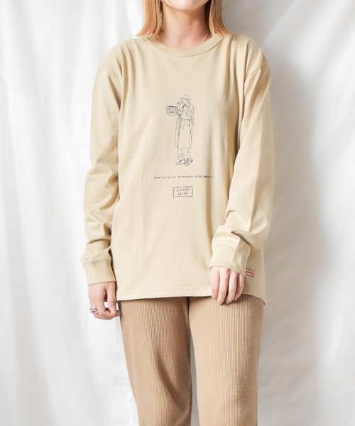 Naked Rust and other POEMS(ネイキッドラストアンドアザーポエムス)の「/Naked Rust and other POEMS/手書きプリント 長袖カットソー(Tシャツ/カットソー・レディース・ホワイト/ブラック/ベージュ・MEDIUM/LARGE)」の9枚目の写真