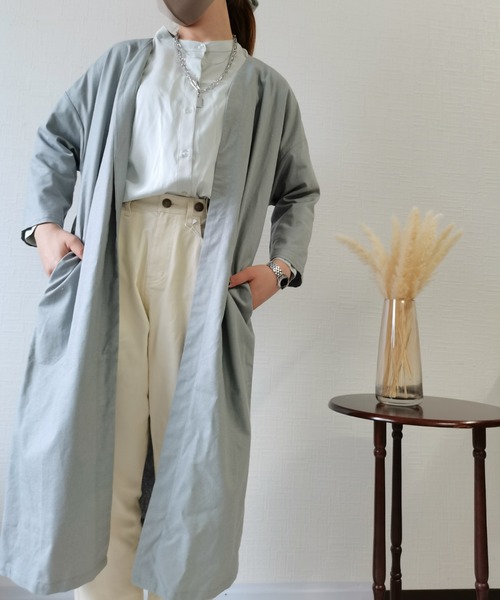 aimoha（アイモハ）の「ロングカーディガン (SS)（カーディガン/ボレロ・レディース・ネイビー/カーキ/グリーン/ベージュ/オレンジ/ダークグレー/グレー系/カーキ系/イエロー/ブルー/ブラック/チョコ/ブラック系その他/ベージュ系その他/グリーン系その他・FREE/LARGE/MEDIUM）」の4枚目の写真