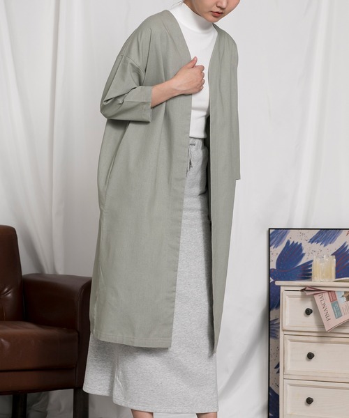 aimoha（アイモハ）の「ロングカーディガン (SS)（カーディガン/ボレロ・レディース・ネイビー/カーキ/グリーン/ベージュ/オレンジ/ダークグレー/グレー系/カーキ系/イエロー/ブルー/ブラック/チョコ/ブラック系その他/ベージュ系その他/グリーン系その他・FREE/LARGE/MEDIUM）」の10枚目の写真