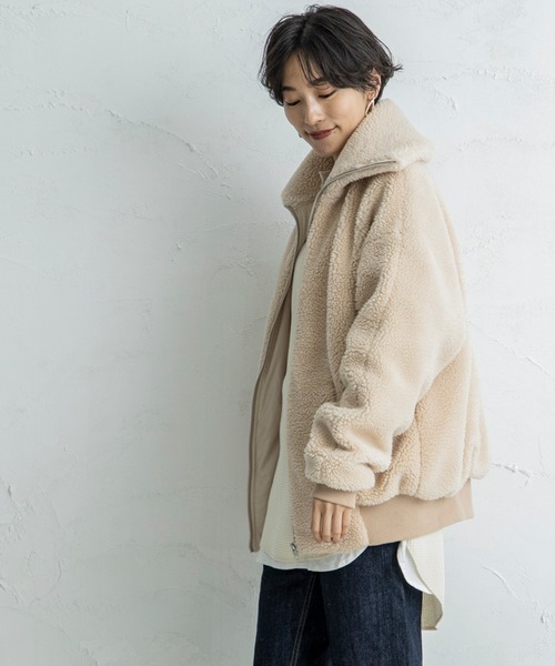 CIENA（シエナ）の「【CIENA】ビックシルエットムートンボアブルゾン（ブルゾン・レディース・ベージュ/ブラウン/アイボリー・FREE）」の6枚目の写真