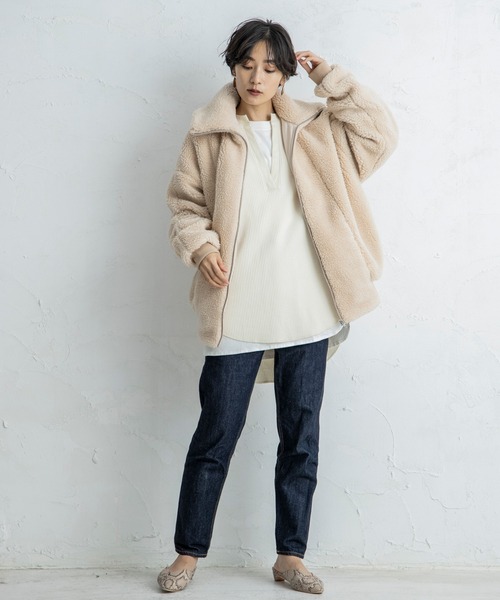 CIENA（シエナ）の「【CIENA】ビックシルエットムートンボアブルゾン（ブルゾン・レディース・ベージュ/ブラウン/アイボリー・FREE）」の19枚目の写真