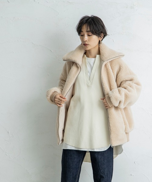 CIENA（シエナ）の「【CIENA】ビックシルエットムートンボアブルゾン（ブルゾン・レディース・ベージュ/ブラウン/アイボリー・FREE）」の21枚目の写真