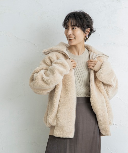 CIENA（シエナ）の「【CIENA】ビックシルエットムートンボアブルゾン（ブルゾン・レディース・ベージュ/ブラウン/アイボリー・FREE）」の8枚目の写真