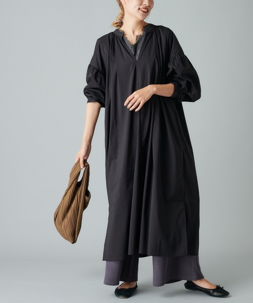 PUAL CE CIN（ピュアルセシン）の「Ｖネックワンピース（ワンピース・レディース・カーキ/グリーン/グレイッシュベージュ/ブラック・FREE）」の14枚目の写真