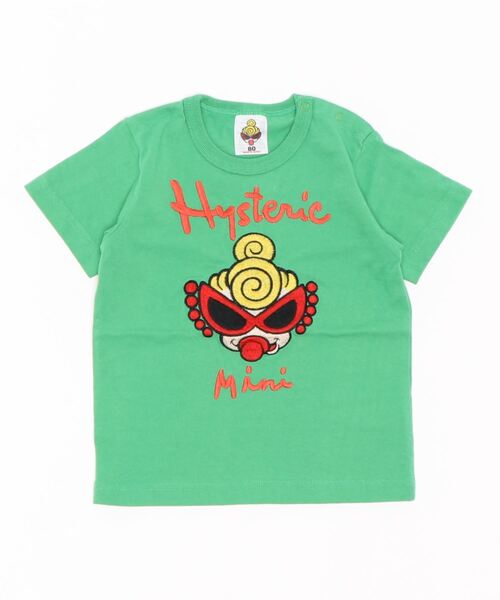 HYSTERIC MINI（ヒステリックミニ）の「MINI FACE＆LOGO刺繍入り半袖Tシャツ（Tシャツ/カットソー・キッズ・ブラック/ライトピンク/グリーン・90/80）」の2枚目の写真