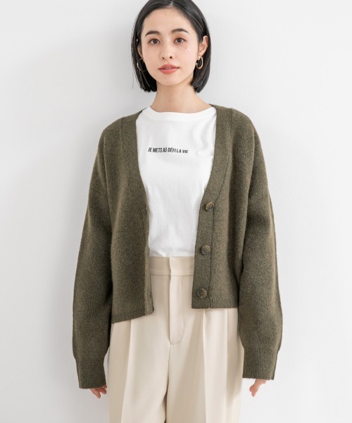 LOWRYS FARM（ローリーズファーム）の「ショートニットカーディガン　930628（カーディガン/ボレロ・レディース・ベージュ/グレー/カーキ・FREE）」の3枚目の写真