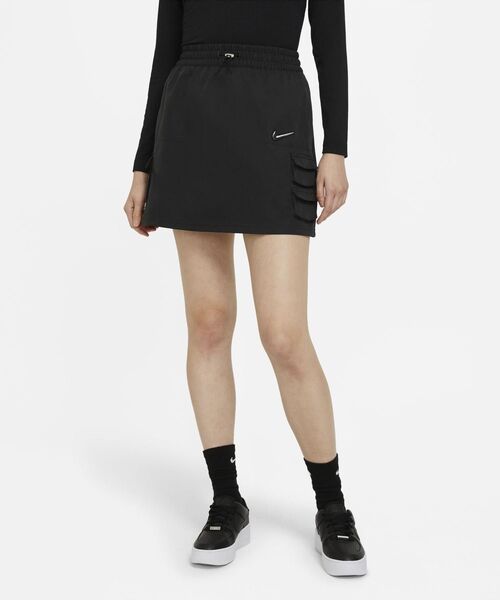 Nike レディース ブラックスカート S NIKE - 古着 NIKE ナイキ ロングスカート S ブラック レディース