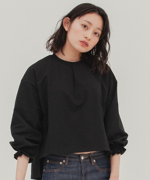 Nora Lily（ノラリリー）の「【Nora Lily】タックスリーブトップ（Tシャツ/カットソー・レディース・ブラック/ブルー・FREE）」の1枚目の写真