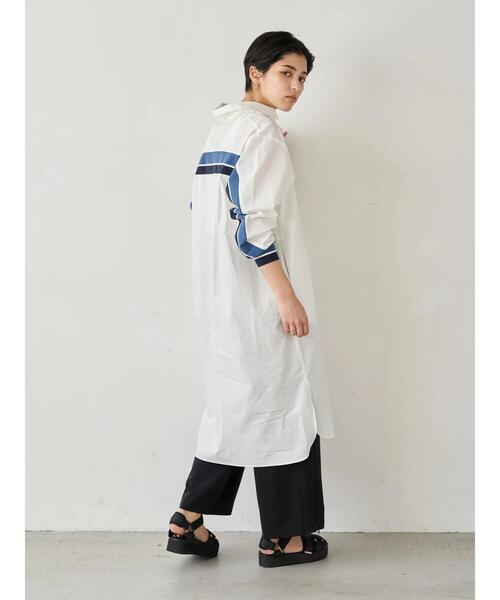 Editt by YECCA VECCA（エディットバイイェッカヴェッカ）の「P.リブMIXシャツワンピース　＊（ワンピース・レディース・ホワイト/カーキ/ストライプ・FREE）」の6枚目の写真