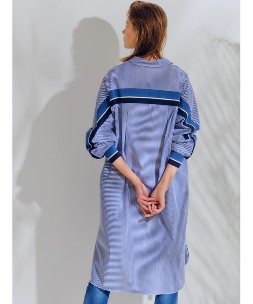 Editt by YECCA VECCA（エディットバイイェッカヴェッカ）の「P.リブMIXシャツワンピース　＊（ワンピース・レディース・ホワイト/カーキ/ストライプ・FREE）」の9枚目の写真