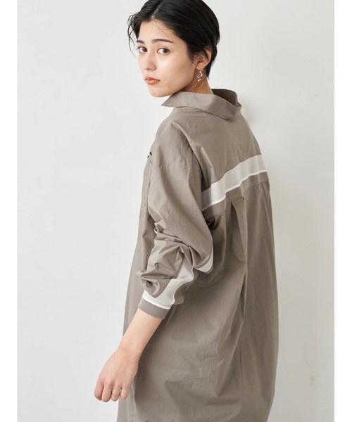 Editt by YECCA VECCA（エディットバイイェッカヴェッカ）の「P.リブMIXシャツワンピース　＊（ワンピース・レディース・ホワイト/カーキ/ストライプ・FREE）」の15枚目の写真