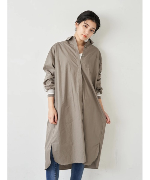 Editt by YECCA VECCA（エディットバイイェッカヴェッカ）の「P.リブMIXシャツワンピース　＊（ワンピース・レディース・ホワイト/カーキ/ストライプ・FREE）」の17枚目の写真