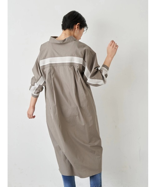 Editt by YECCA VECCA（エディットバイイェッカヴェッカ）の「P.リブMIXシャツワンピース　＊（ワンピース・レディース・ホワイト/カーキ/ストライプ・FREE）」の18枚目の写真