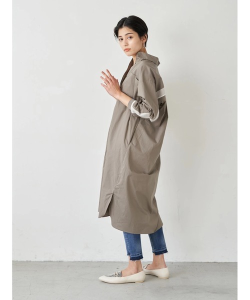 Editt by YECCA VECCA（エディットバイイェッカヴェッカ）の「P.リブMIXシャツワンピース　＊（ワンピース・レディース・ホワイト/カーキ/ストライプ・FREE）」の21枚目の写真