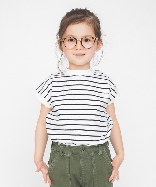 BRANSHES（ブランシェス）の「フレンチスリーブTシャツ（Tシャツ/カットソー・キッズ・その他/ブラック/オフホワイト・150cm/110cm/90cm/120cm/80ｃｍ/140cm/130cm/100cm）」の3枚目の写真